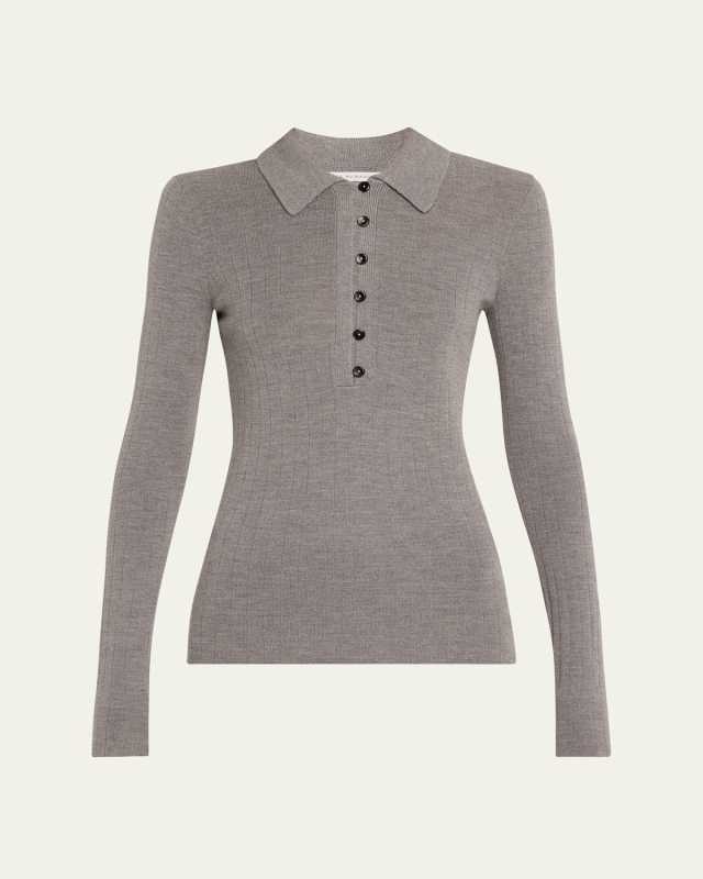 Kissing Placket Polo Merino Wool Top